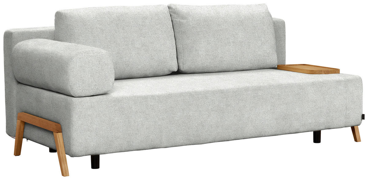 SCHLAFSOFA in Holz, Textil Hellgrau  - Hellgrau/Naturfarben, Design, Holz/Textil (211/88/102cm) - Niels Andersson