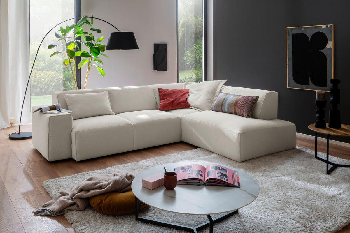 ECKSOFA in Cord Anthrazit  270/210 cm  - Anthrazit/Schwarz, Design, Kunststoff/Textil (270/210cm) - Pure Home Lifestyle