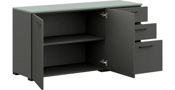 SIDEBOARD 150/72,8/41,9 cm  in Graphitfarben, Salbeigrün  - Salbeigrün/Anthrazit, Design, Holzwerkstoff/Metall (150/72,8/41,9cm) - Cantus