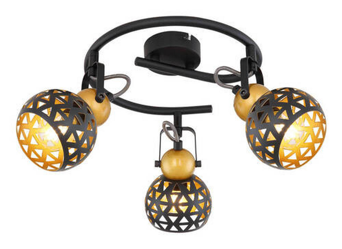 DECKENSTRAHLER - Goldfarben/Schwarz, Basics, Metall (25/17,5cm) - Globo