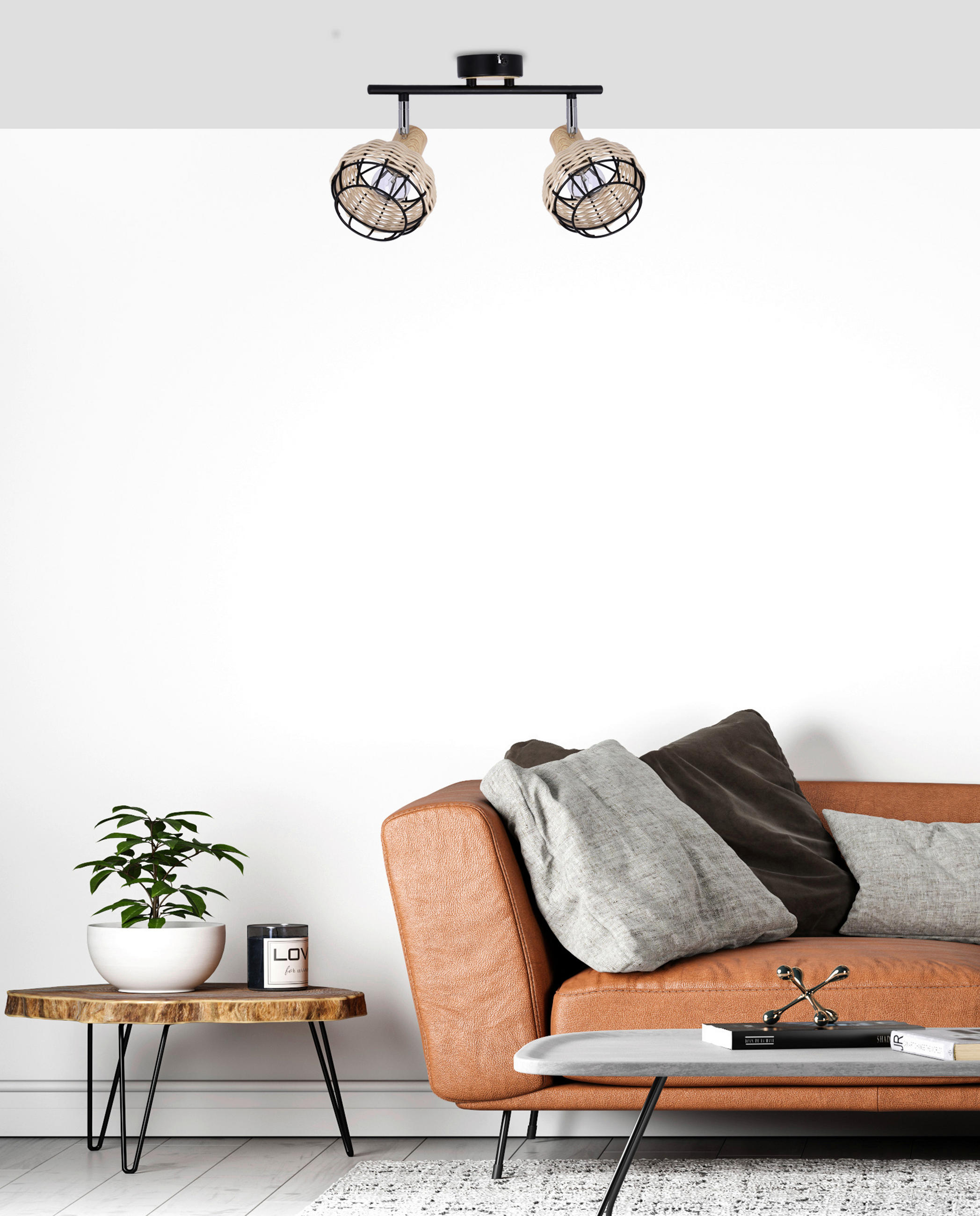 SPOTLIGHT Tajga 44/12/18 cm   - svart, Natur, metall/trä (44/12/18cm)