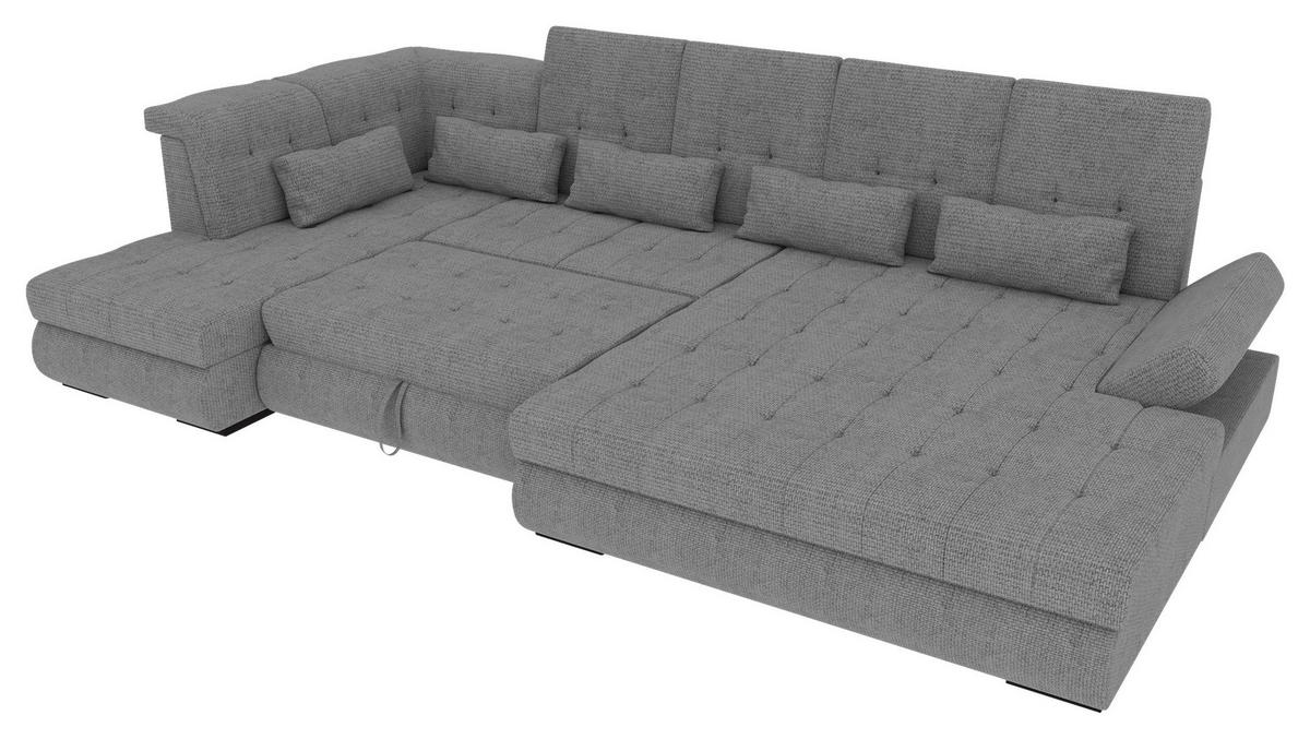 WOHNLANDSCHAFT Grau Struktur  - Schwarz/Grau, KONVENTIONELL, Kunststoff/Textil (222/358/212cm) - Carryhome