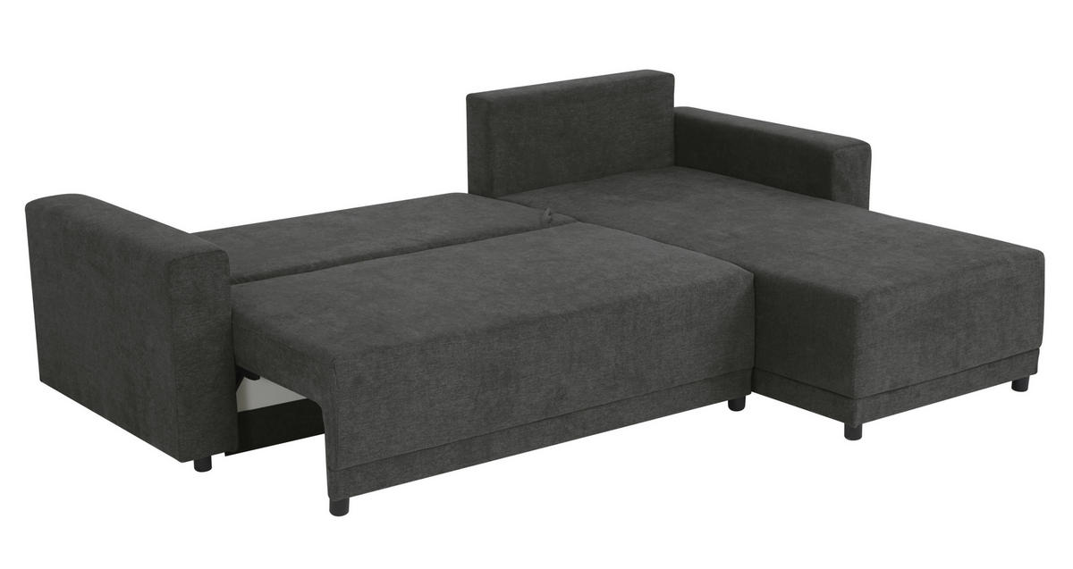 ECKSOFA in Mikrofaser Anthrazit  178/248 cm  - Anthrazit/Schwarz, Design, Kunststoff/Textil (178/248cm) - MID.YOU