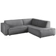 ECKSOFA in Cord Dunkelgrau  - Dunkelgrau/Schwarz, KONVENTIONELL, Kunststoff/Textil (254/224cm) - Hom`in