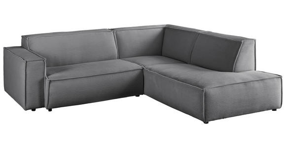 ECKSOFA in Cord Dunkelgrau  - Dunkelgrau/Schwarz, KONVENTIONELL, Kunststoff/Textil (254/224cm) - Hom`in