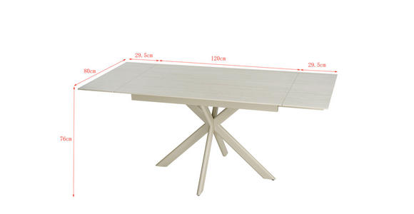 ESSTISCH Beige rechteckig  ausziehbar  - Beige, Design, Keramik/Metall (120-179/80/76cm) - Belluti