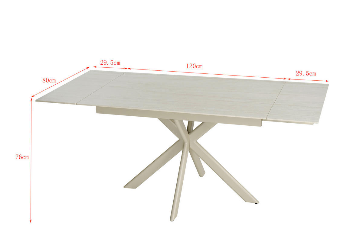 ESSTISCH Beige rechteckig  ausziehbar  - Beige, Design, Keramik/Metall (120-179/80/76cm) - Belluti