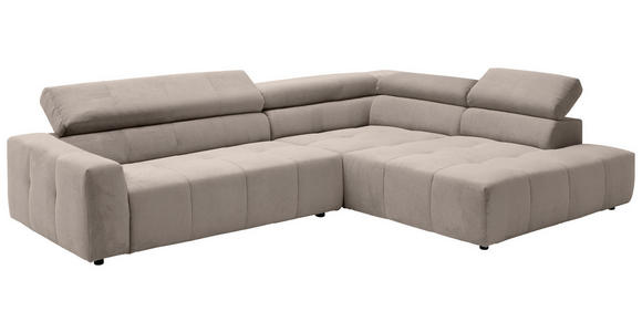 ECKSOFA Sandfarben Feincord  - Sandfarben/Schwarz, KONVENTIONELL, Kunststoff/Textil (311/219cm) - Hom`in