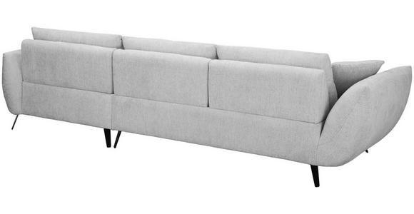 ECKSOFA Hellgrau Chenille Armlehnenkissen, Rücken echt, Sitztiefenverstellung  - Hellgrau/Schwarz, KONVENTIONELL, Textil/Metall (215/313cm) - Hom`in