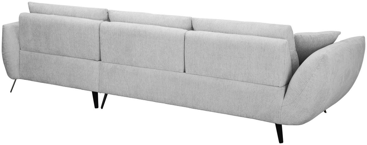 ECKSOFA Hellgrau Chenille Armlehnenkissen, Rücken echt, Sitztiefenverstellung  - Hellgrau/Schwarz, KONVENTIONELL, Textil/Metall (215/313cm) - Hom`in