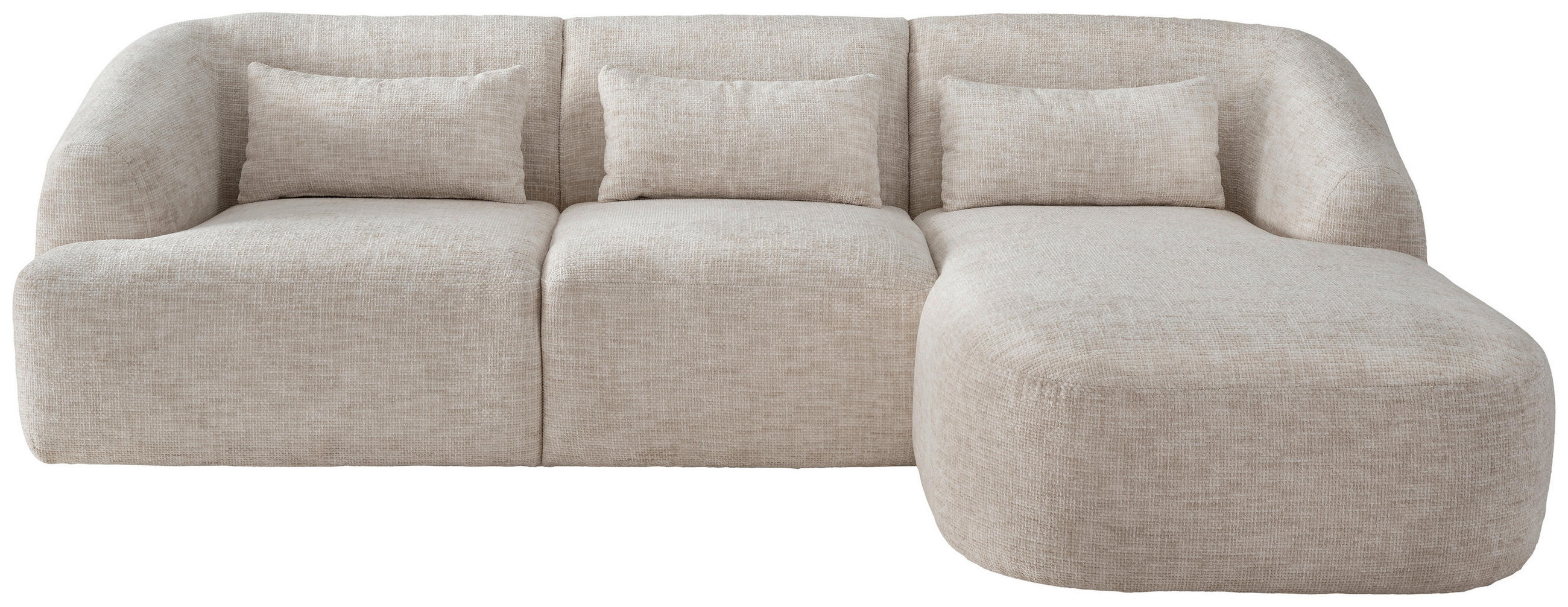 ECKSOFA in Struktur Creme  256/160 cm  - Creme/Schwarz, MODERN, Kunststoff/Textil (256/160cm) - Livetastic