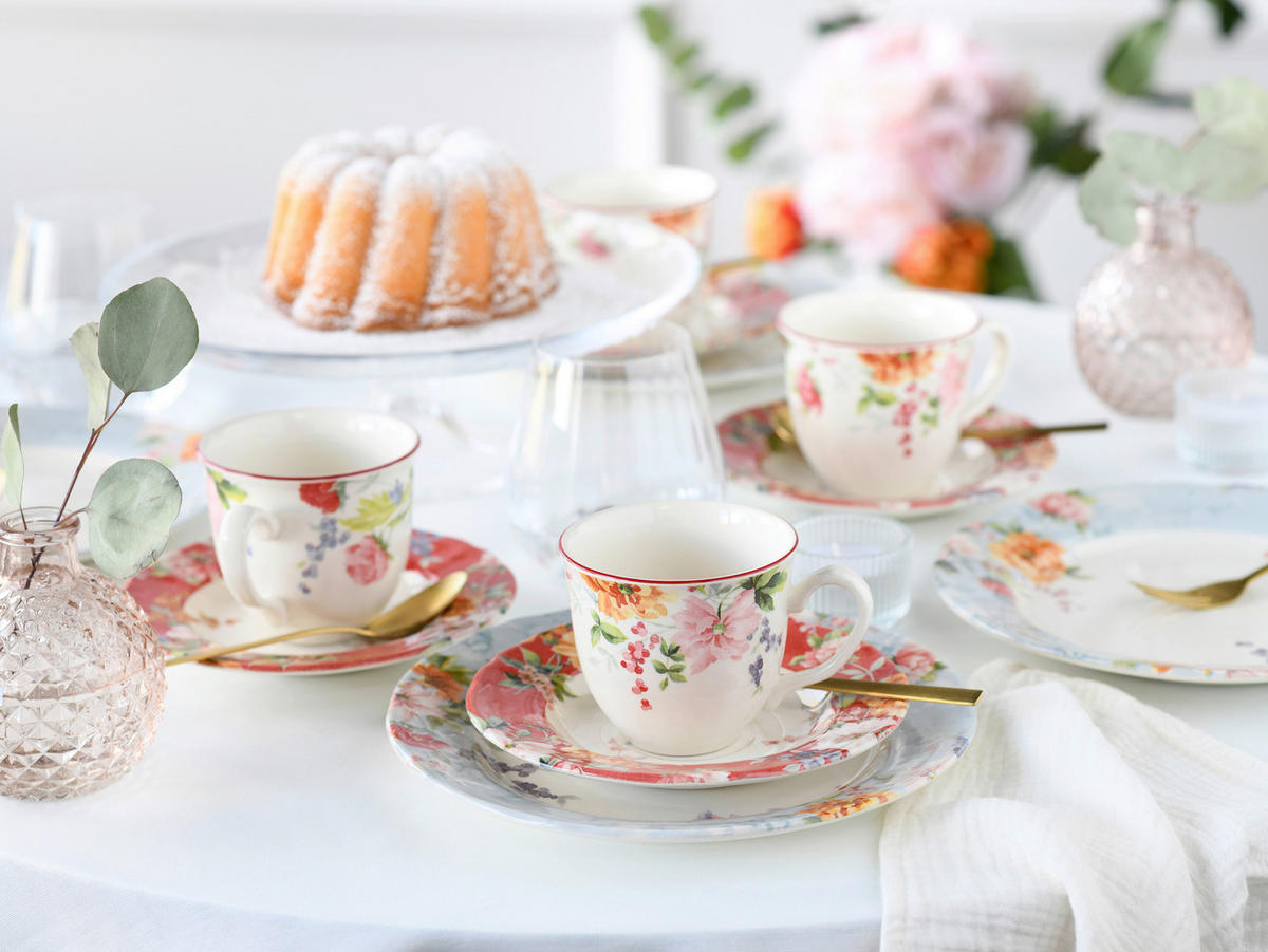 KAFFESERVIS Crimson bunt 18 delar  - multicolor, Basics, keramik - Creatable
