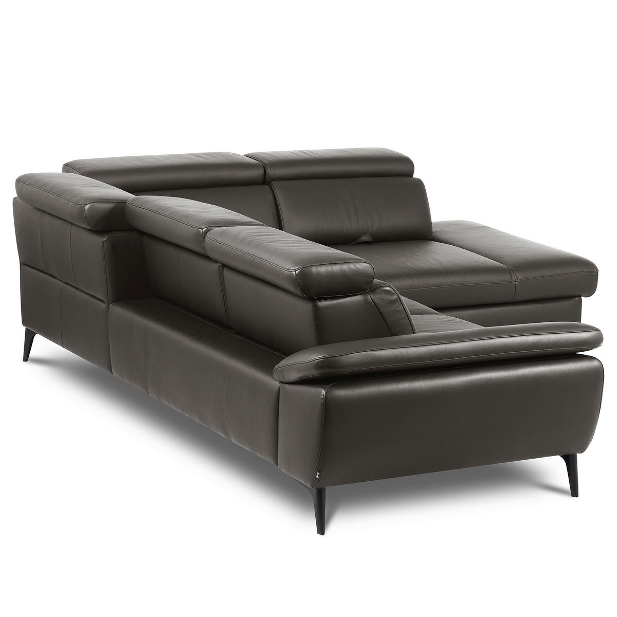 ECKSOFA Dunkelbraun Echtleder Lederlook Bettkasten, Schlaffunktion, Rücken echt, Armteilverstellung, Kopfteilverstellung, Sitztiefenverstellung  - Dunkelbraun/Schwarz, Design, Leder/Textil (274/220cm) - Livetastic