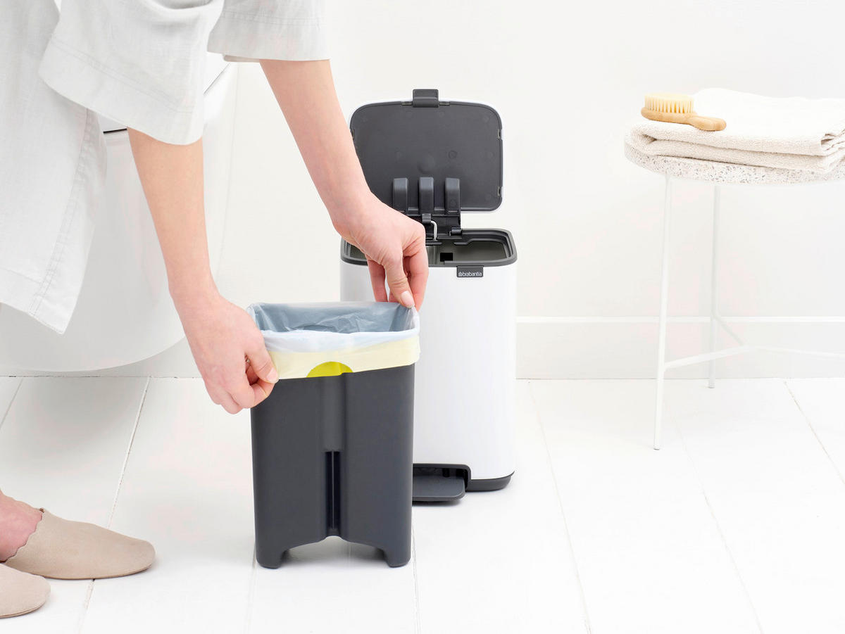 KANTA SA PAPUČICOM  4 l   - bela/antracit, Konvencionalno, metal/plastika (20/26,8/20,5cm) - Brabantia