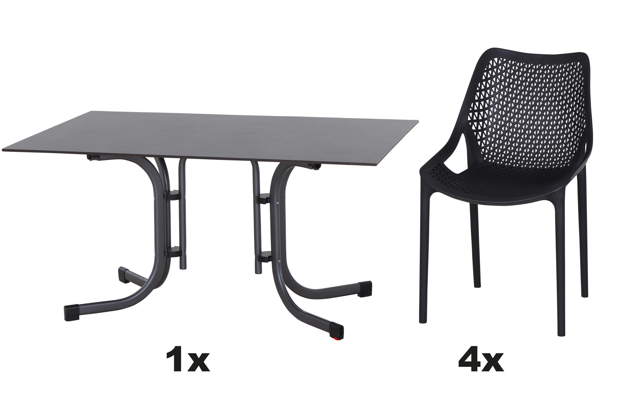 GARTENGARNITUR 5-teilig Stahl  - Anthrazit, Basics, Kunststoff/Metall (90/81/140cm) - Siena Garden