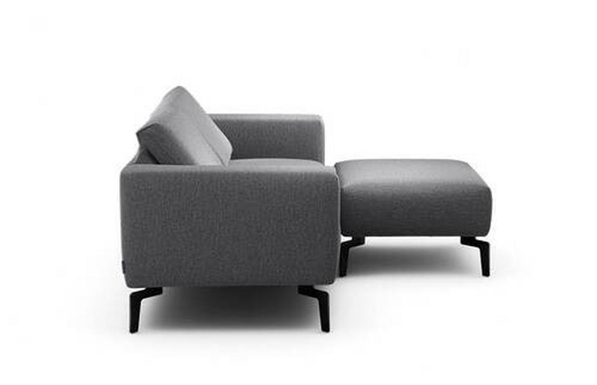 Zweisitzer inkl. Hocker in Chenille Anthrazit  - Anthrazit/Schwarz, Design, Textil/Metall (180/86/86-94cm) - SENSOO