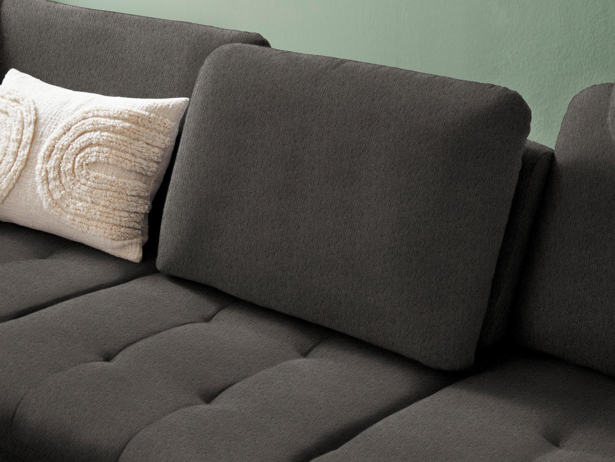 ECKSOFA Graubraun Chenille  - Graubraun/Schwarz, Natur, Textil/Metall (233/288cm) - Valnatura