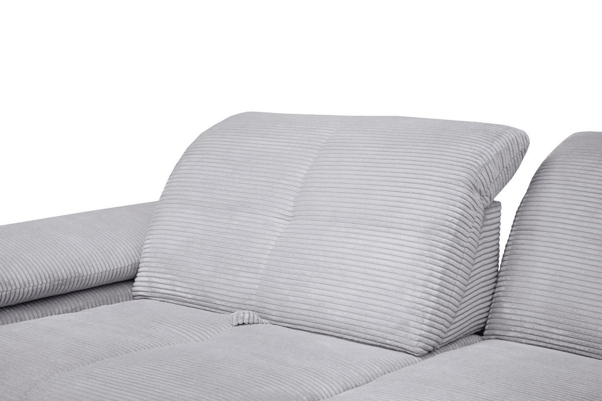 ECKSOFA in Cord Hellgrau  242/313 cm  - Hellgrau/Schwarz, Design, Textil/Metall (242/313cm) - Xora