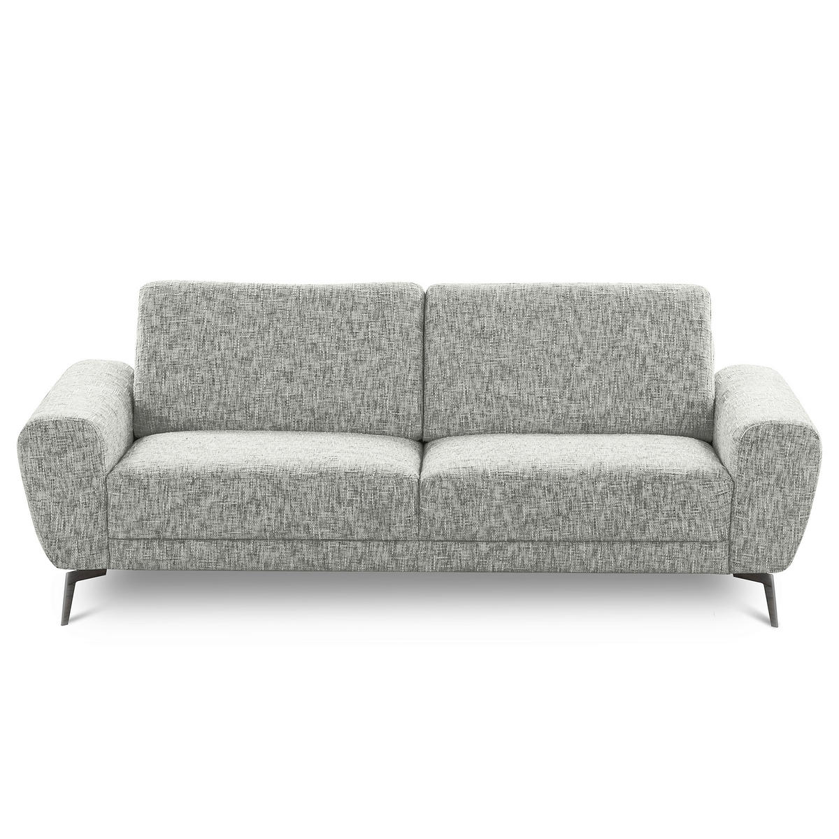 3-SITZER-SOFA Webstoff Grau  - Schwarz/Grau, Design, Textil/Metall (187/85/92cm) - Livetastic