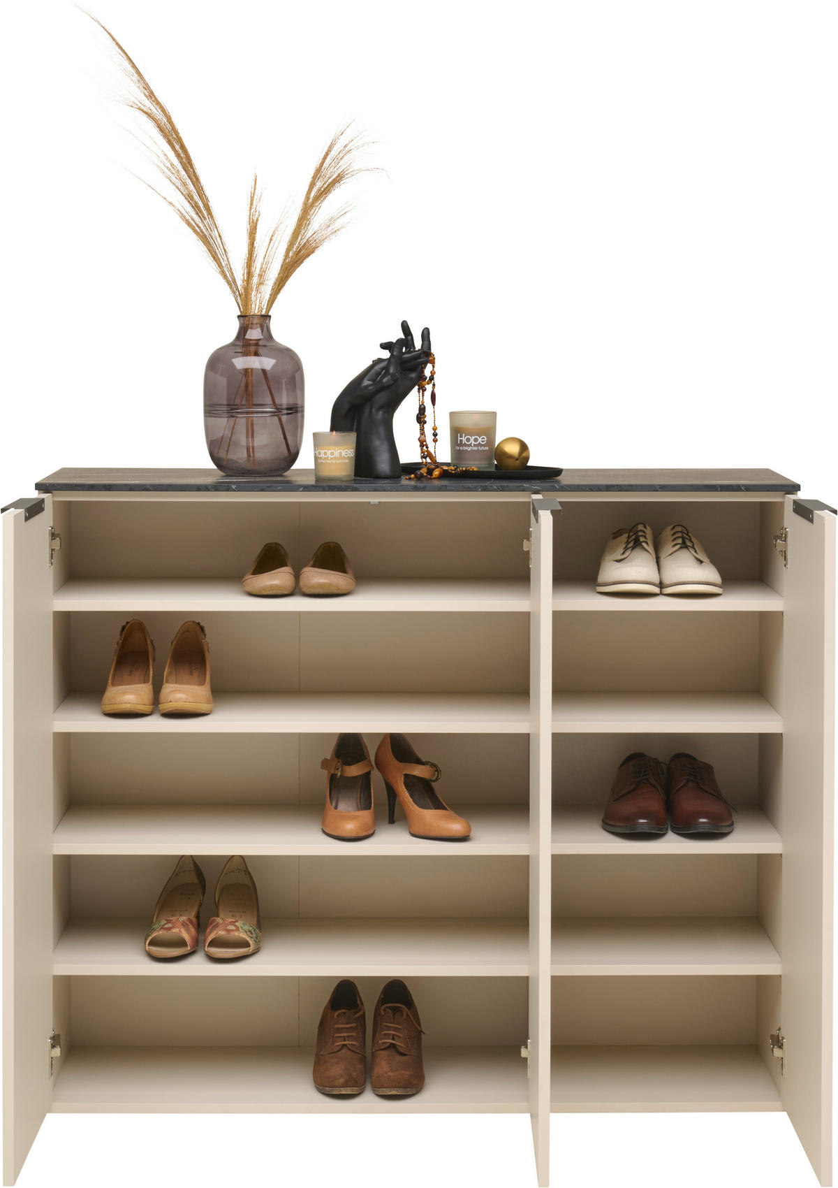 SCHUHSCHRANK 120/100/34,5 cm  - Kaschmir/Anthrazit, Design, Holzwerkstoff/Kunststoff (120/100/34,5cm) - Voleo