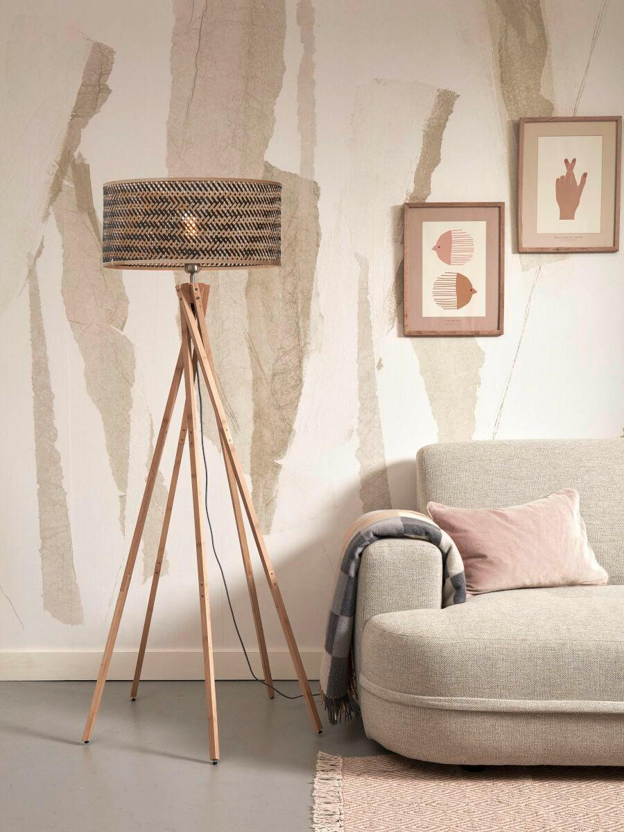 GOLVLAMPA GOOD&MOJO  53/53/146 cm    - svart/naturfärgad, Trend (53/53/146cm) - Good & Mojo