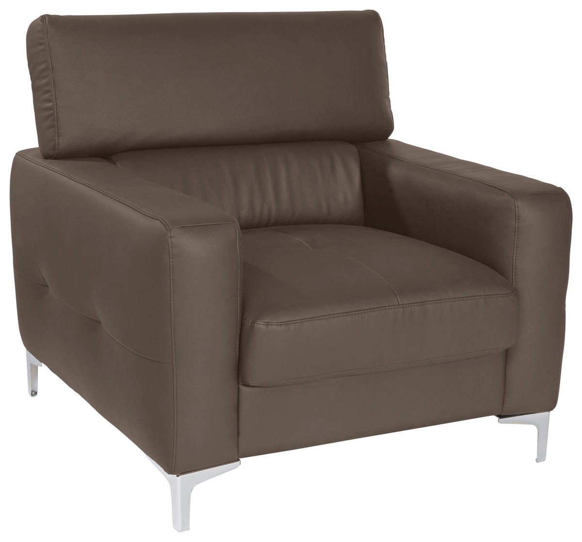 SESSEL Echtleder Graubraun    - Chromfarben/Graubraun, Design, Leder/Metall (99/78-92/106cm) - Livetastic