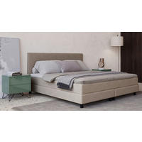 BOXBETT 160/200 cm,  in Beige, Matratze, Topper, H3 = fest  - Beige/Schwarz, MODERN, Holzwerkstoff/Textil (160/200cm) - MID.YOU