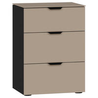 NACHTKÄSTCHEN 45/65/43 cm  in Schwarz, Hellbraun  - Hellbraun/Schwarz, Design, Glas/Holzwerkstoff (45/65/43cm) - Jutzler