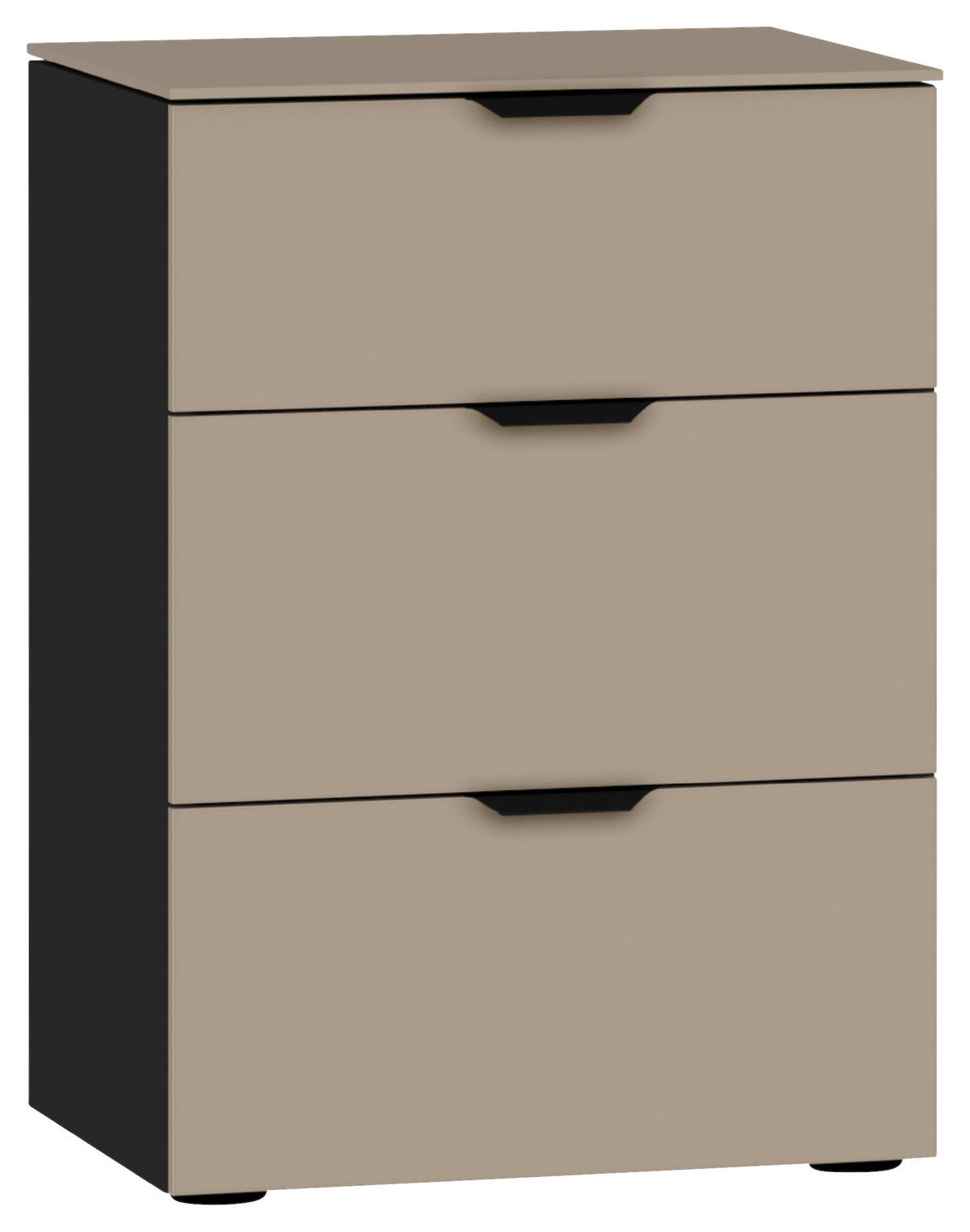 NACHTKÄSTCHEN 45/65/43 cm  in Schwarz, Hellbraun  - Hellbraun/Schwarz, Design, Glas/Holzwerkstoff (45/65/43cm) - Jutzler