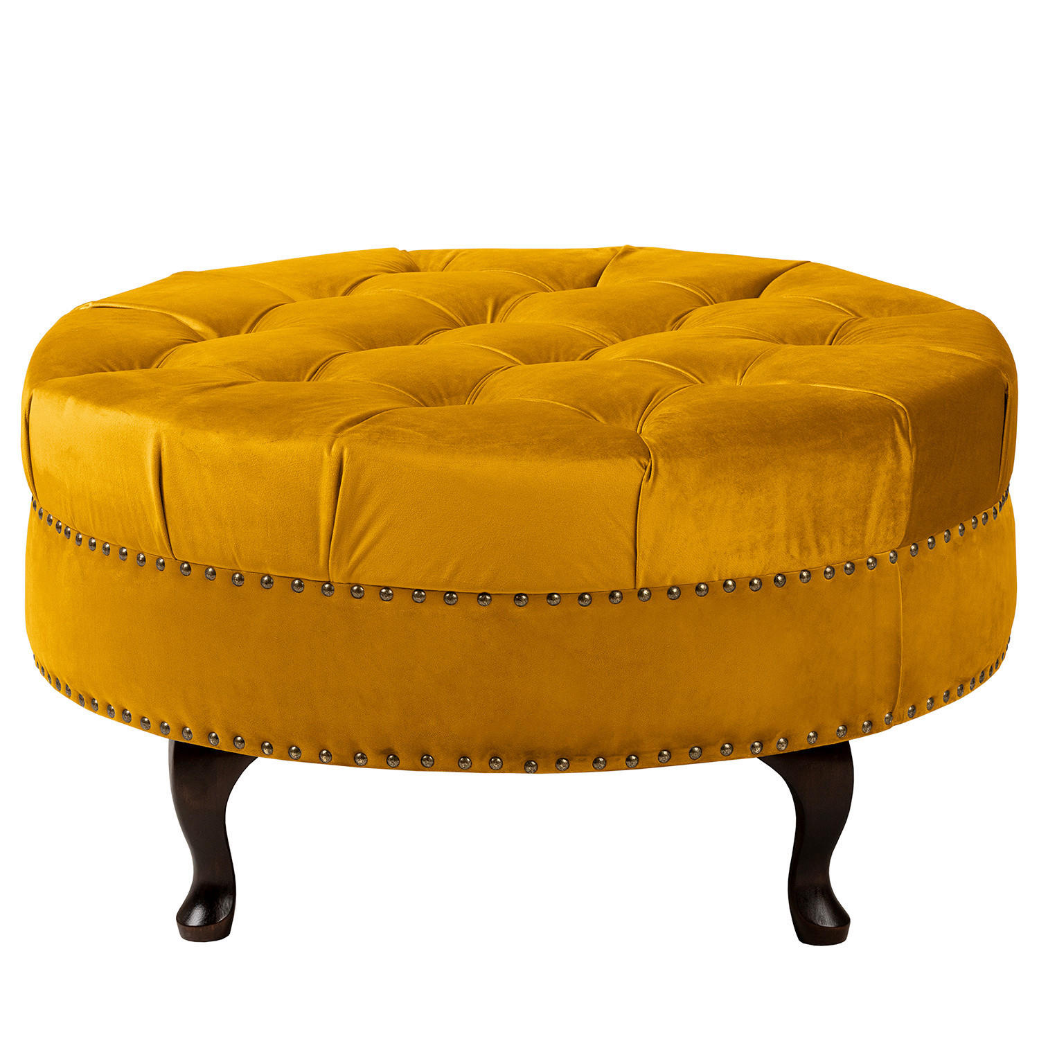 HOCKER Textil Senfgelb  - Senfgelb/Braun, Design, Holz/Textil (80/45/80cm) - Livetastic