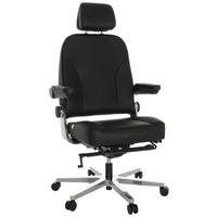 CHEFSESSEL  in Schwarz  - Silberfarben/Schwarz, Basics, Leder/Metall (70/123-133/63cm) - MID.YOU