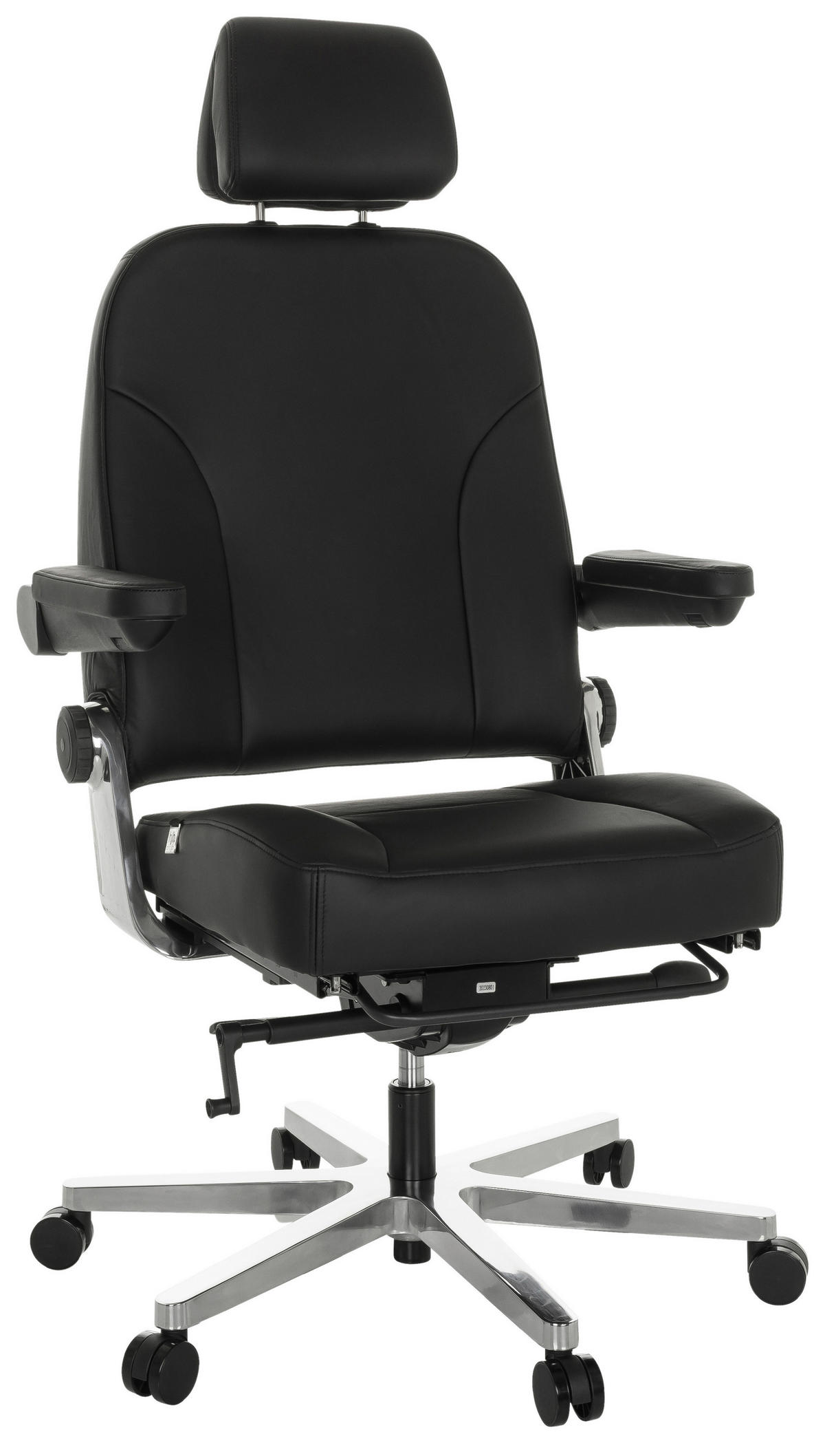 CHEFSESSEL  in Schwarz  - Silberfarben/Schwarz, Basics, Leder/Metall (70/123-133/63cm) - MID.YOU