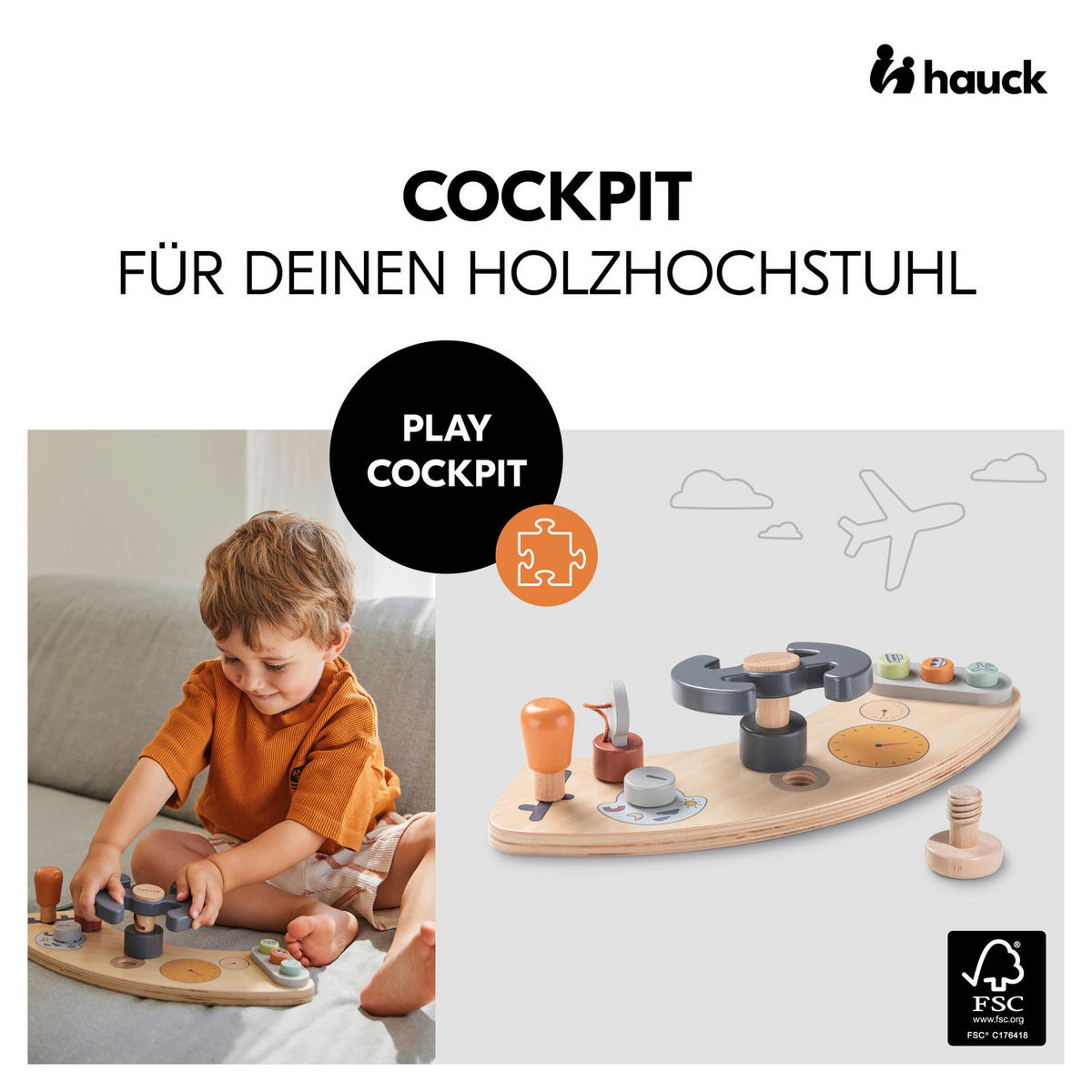MOTORIKSPIEL Play Cockpit  - Multicolor, Basics, Holz (37/8,3/15cm) - Hauck