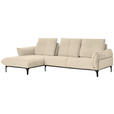 ECKSOFA in Echtleder Beige  - Beige/Schwarz, Natur, Leder (182/277cm) - Valnatura