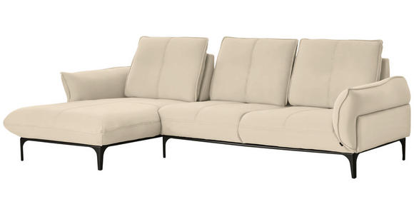 ECKSOFA in Echtleder Beige  - Beige/Schwarz, Natur, Leder (182/277cm) - Valnatura