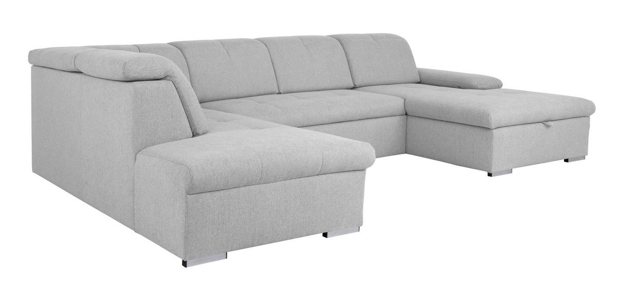 WOHNLANDSCHAFT Hellgrau  - Hellgrau/Grau, Design, Textil/Metall (215/328/173cm) - MID.YOU