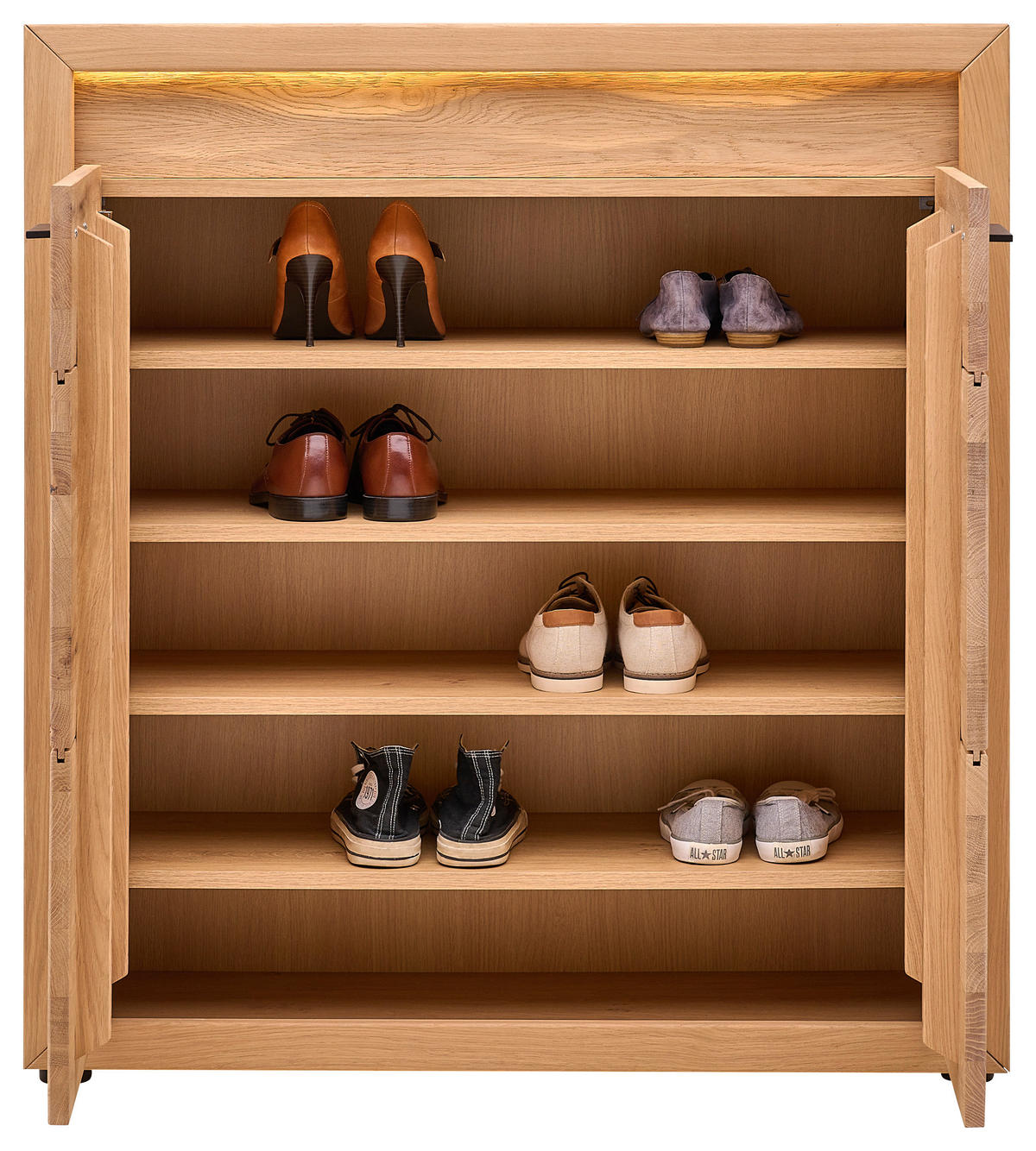 SCHUHSCHRANK 99,6/110,5/40 cm  - Eichefarben/Schwarz, KONVENTIONELL, Holz/Metall (99,6/110,5/40cm) - Linea Natura