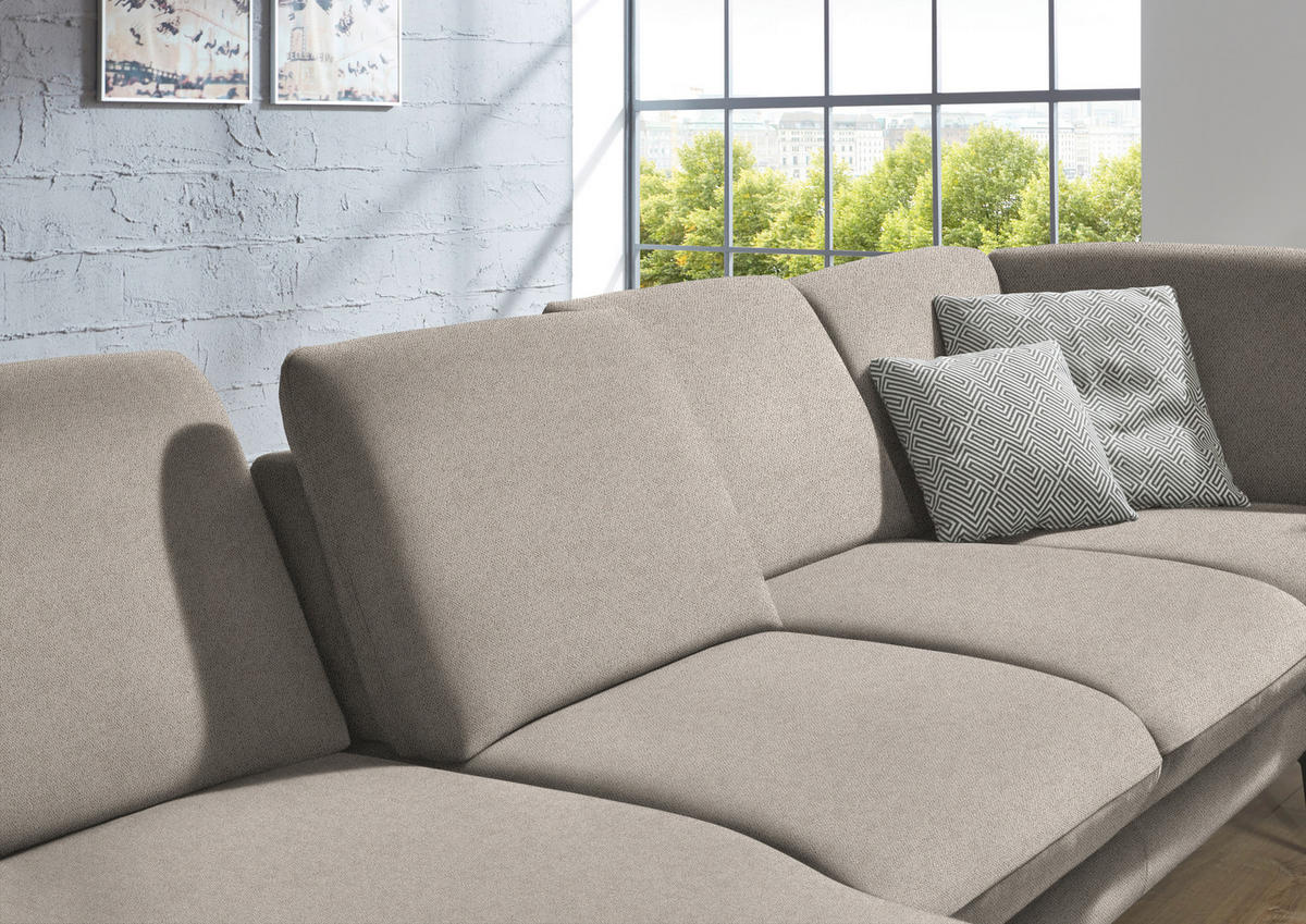 WOHNLANDSCHAFT in Webstoff Hellbraun  - Hellbraun/Schwarz, Design, Textil/Metall (180/344/208cm) - Dieter Knoll