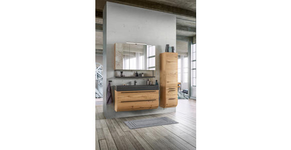 BADEZIMMER in 120 cm - Eichefarben/Schwarz, MODERN, Glas/Holz (120cm) - Dieter Knoll