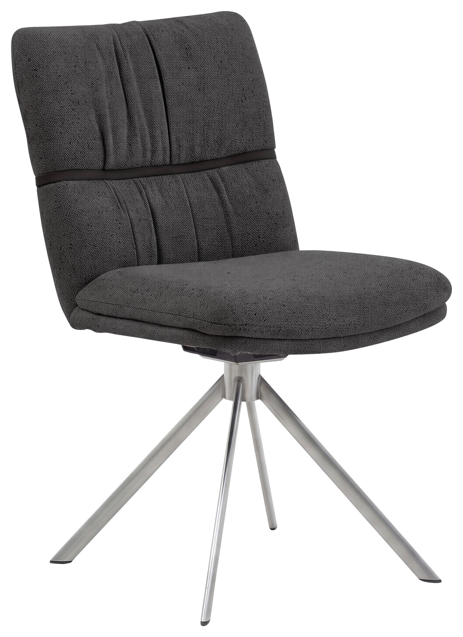 STUHL  Beinauswahl, Stoffauswahl, Sitzfläche 360° drehbar, automatische Rückholfunktion Mikrofaser  Graphitfarben  - Edelstahlfarben/Graphitfarben, Design, Textil/Metall (49/86/63cm) - Valdera