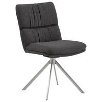 STUHL  Beinauswahl, Stoffauswahl, Sitzfläche 360° drehbar, automatische Rückholfunktion Mikrofaser  Graphitfarben  - Edelstahlfarben/Graphitfarben, Design, Textil/Metall (49/86/63cm) - Valdera