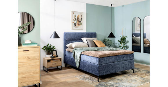 BOXSPRINGBETT 140/200 cm  in Blau  - Blau/Schwarz, Design, Textil/Metall (140/200cm) - Esposa