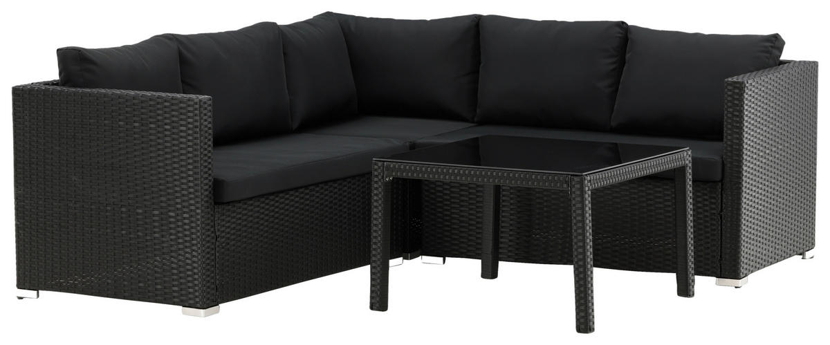 LOUNGEGRUPP  - svart, Klassisk, glas/textil - Gardenson