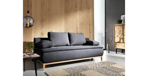 BOXSPRINGSOFA Flachgewebe Dunkelgrau  - Eichefarben/Dunkelgrau, Design, Holz/Textil (202/78/93/100cm) - Carryhome