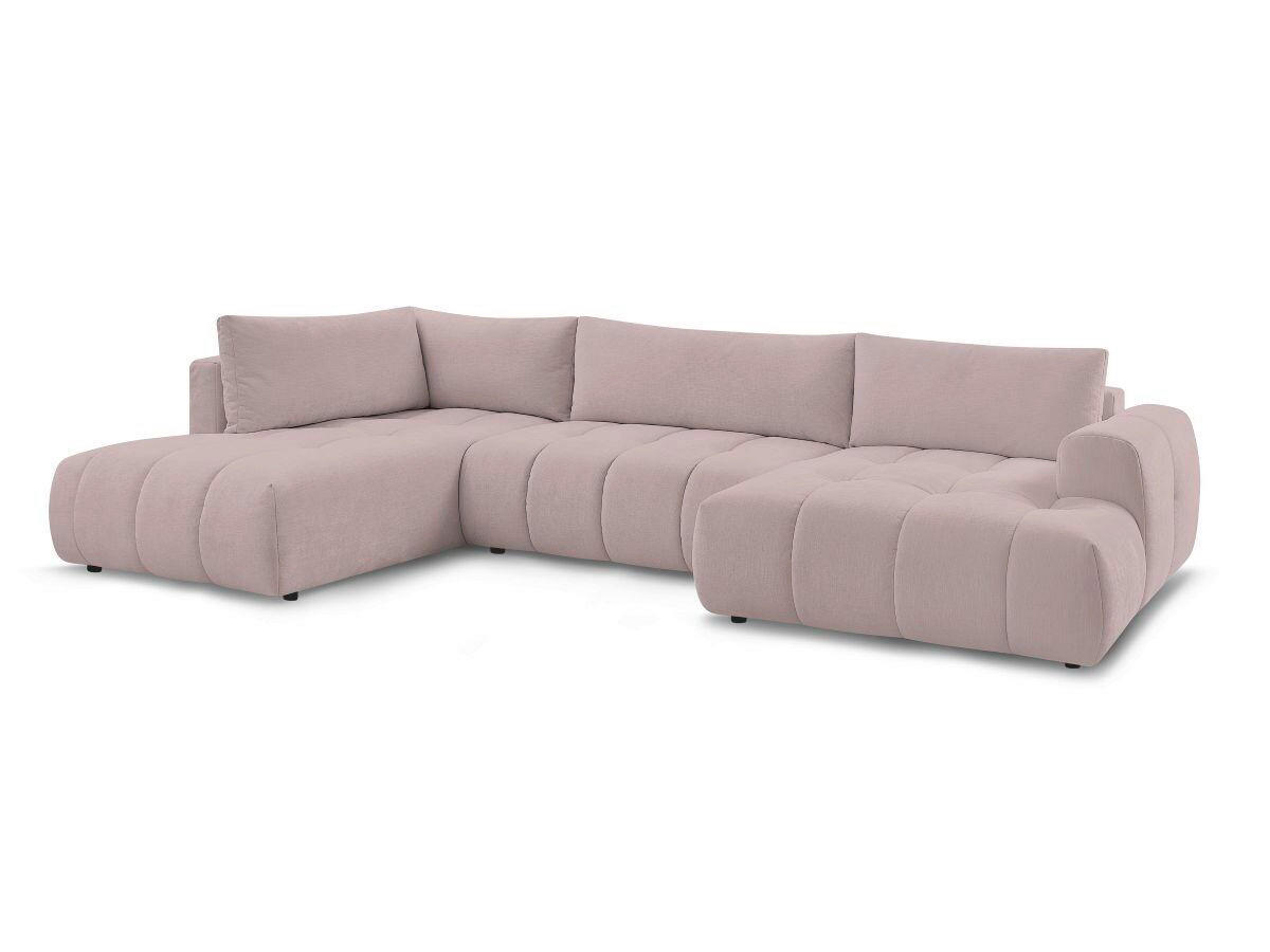 WOHNLANDSCHAFT  FUJI  Pink Leinenoptik  - Pink/Schwarz, MODERN, Kunststoff/Textil (204/377/160cm)