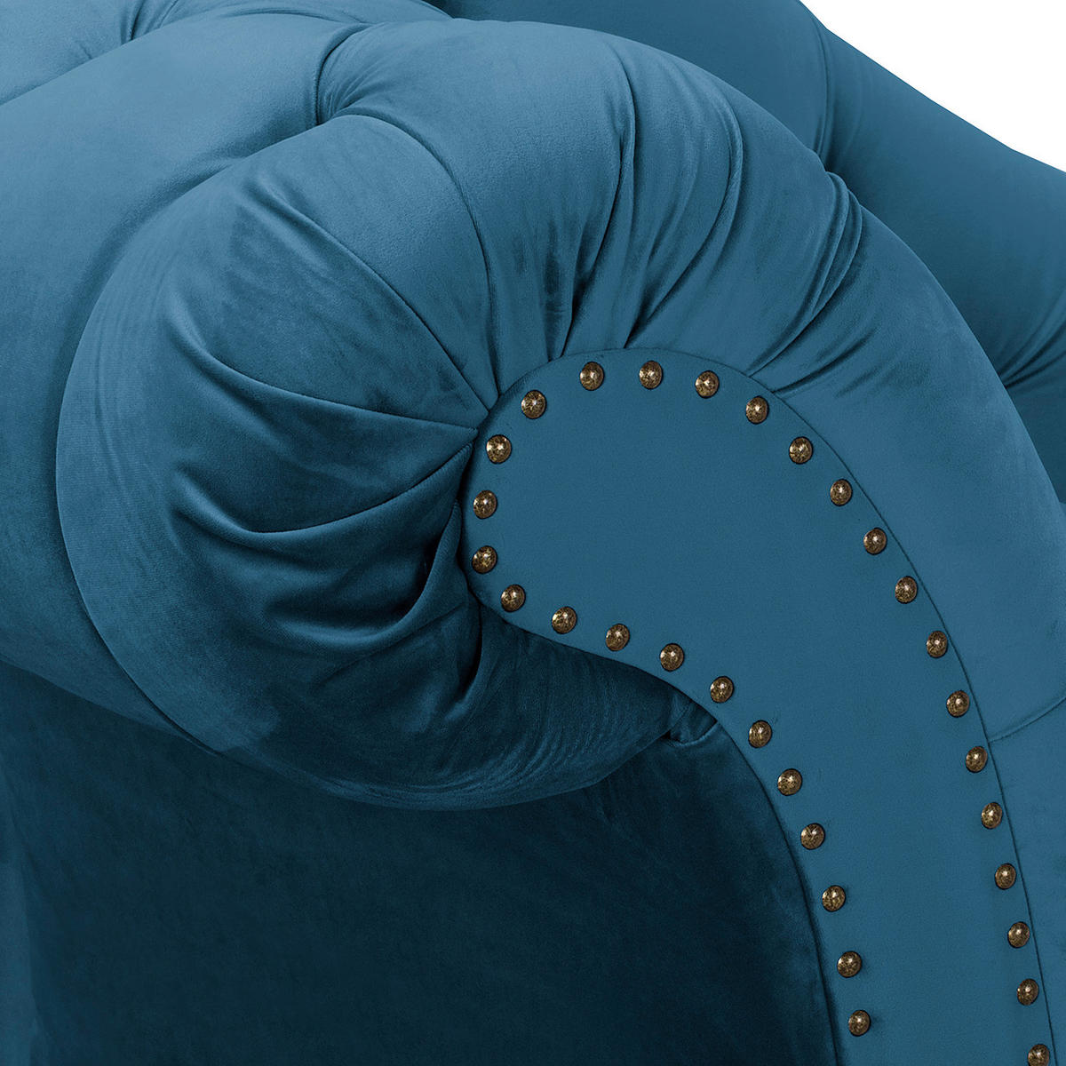 RÉCAMIERE Samt Dunkelblau  - Braun/Dunkelblau, Design, Holz/Textil (185/93/75cm) - Livetastic