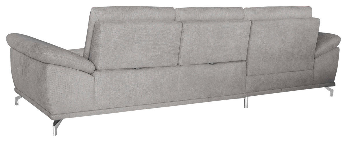 ECKSOFA Silberfarben Flachgewebe Sitztiefenverstellung  - Silberfarben, KONVENTIONELL, Textil/Metall (176/301cm) - Sit & More