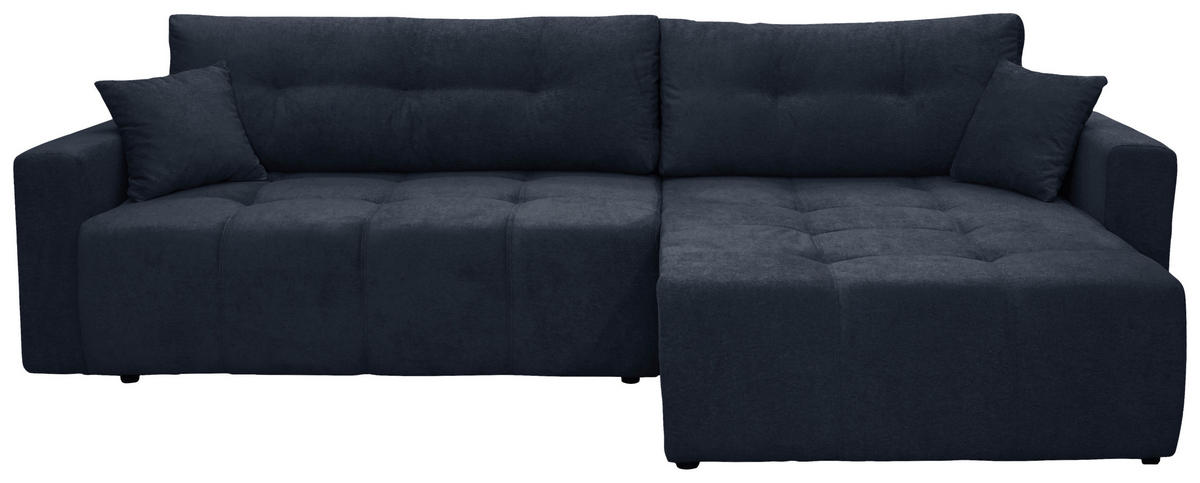 ECKSOFA LAGUNA in Frottee Dunkelblau  260/143 cm  - Schwarz/Dunkelblau, Design, Kunststoff/Textil (260/143cm) - MID.YOU