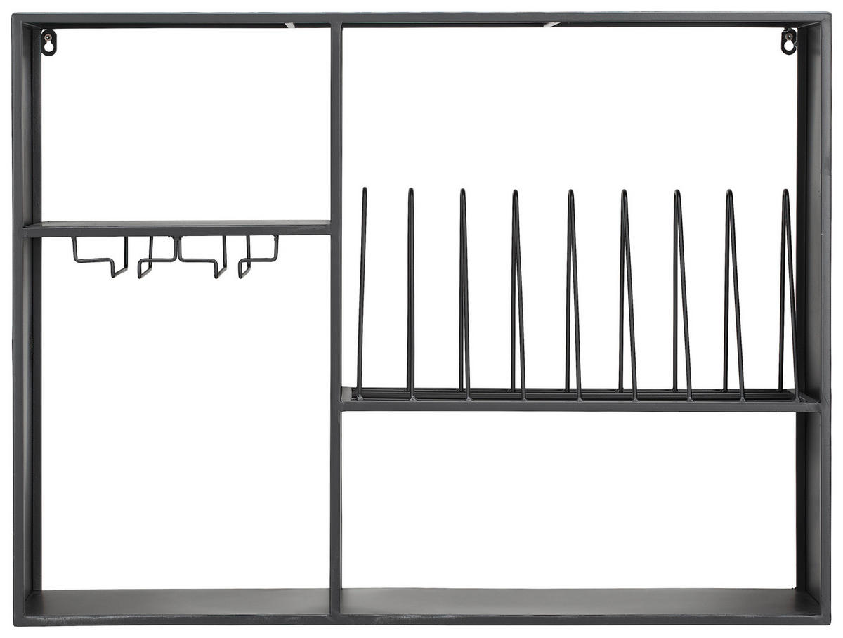 WANDREGAL 80/60/24 cm  - Schwarz, Design, Metall (80/60/24cm) - P & B