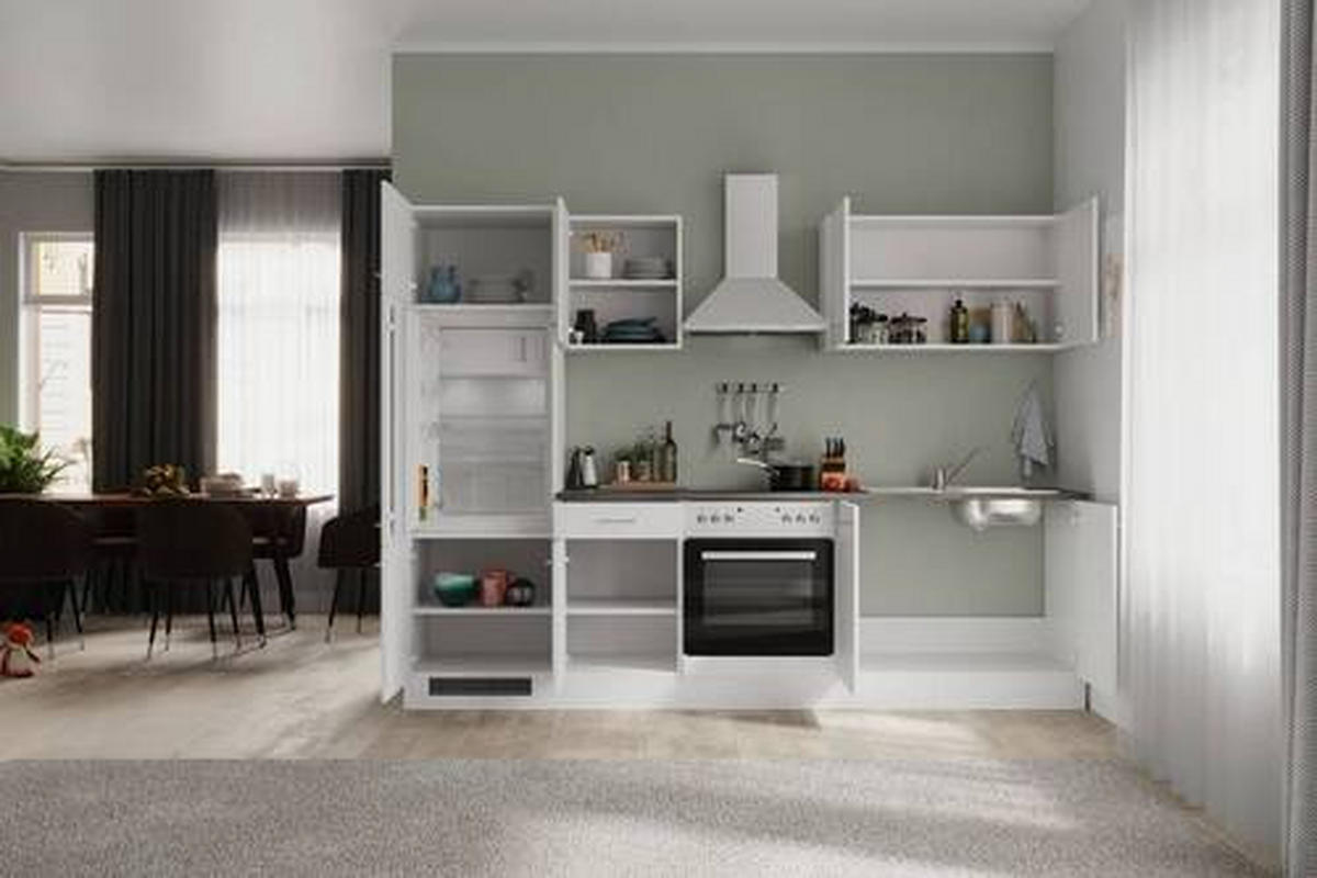 KUCHYŇSKÁ LINKA LUCCA 270 - bílá/barvy hliníku, Moderní, kompozitní dřevo/plast (270cm) - FlexWell